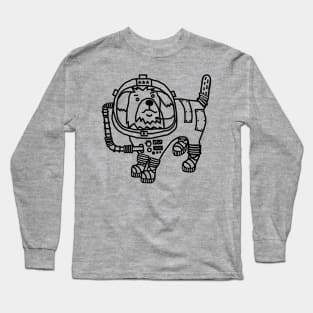 Astronaut Space General Sci Fi Dog Line Drawing Long Sleeve T-Shirt